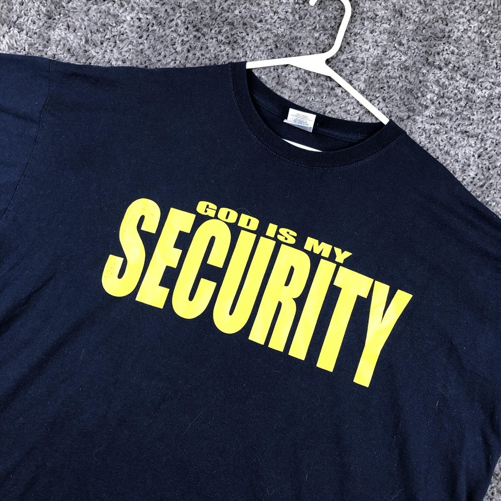 Gildan Shirt Mens 2XL Blue God Is My‎ Security Christian Religious Graphic Tee